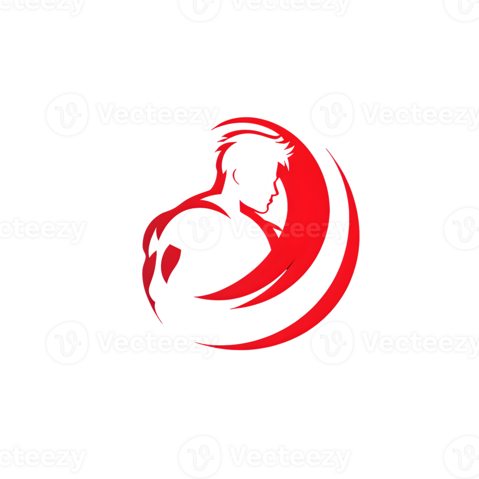 Red Bodybuilder Silhouette Logo Symbol On Transparent Background png