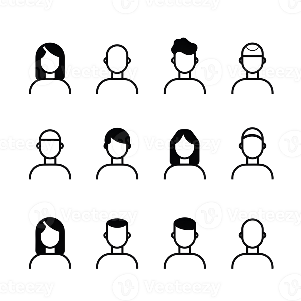 Set Of People Black Icon On Transparent Background png