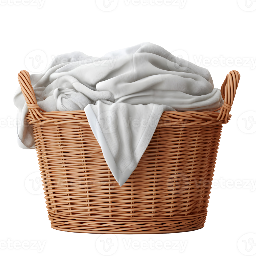 Laundry Basket with Towels Photograph On Transparent Background png