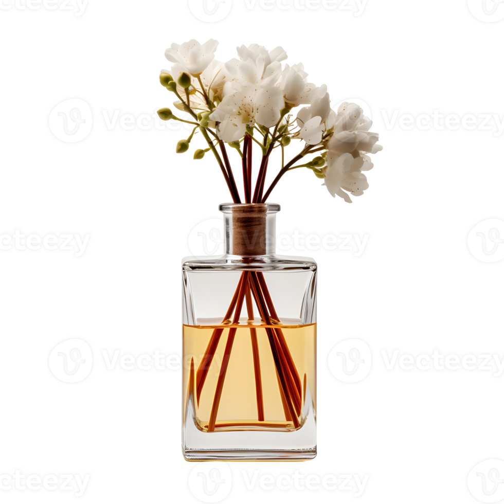 Reed Diffuser With Flowers Photograph On Transparent Background png