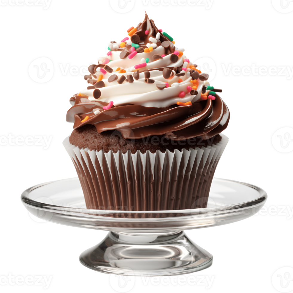 Chocolate Cupcake With Sprinkles Photograph On Transparent Background png