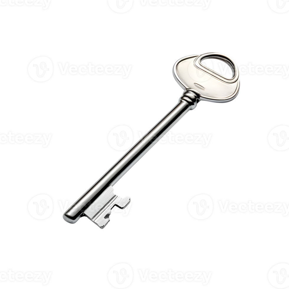 Silver Skeleton Key Photograph On Transparent Background png