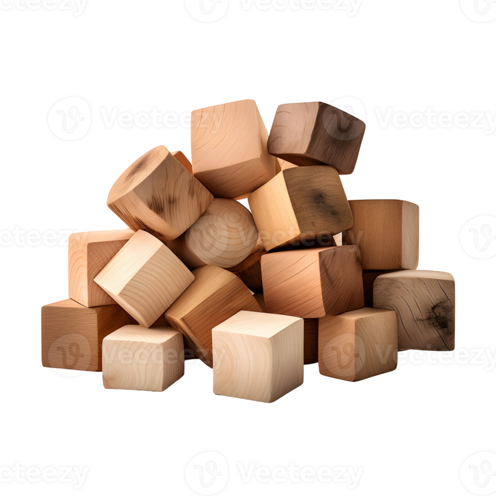 Pile of Wooden Cubes Photograph On Transparent Background png
