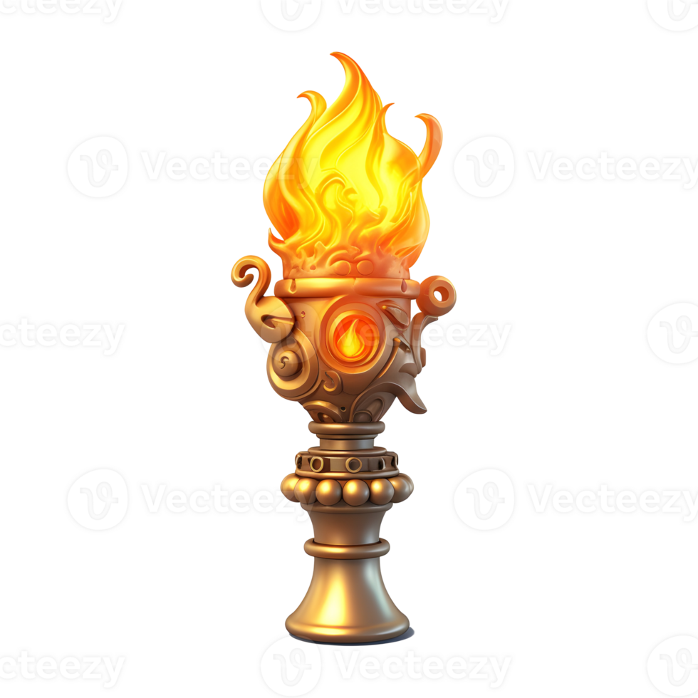 Fantasy Fire Torch Illustration On Transparent Background png