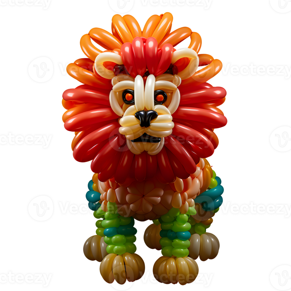 Rainbow Balloon Lion Sculpture Photograph On Transparent Background png
