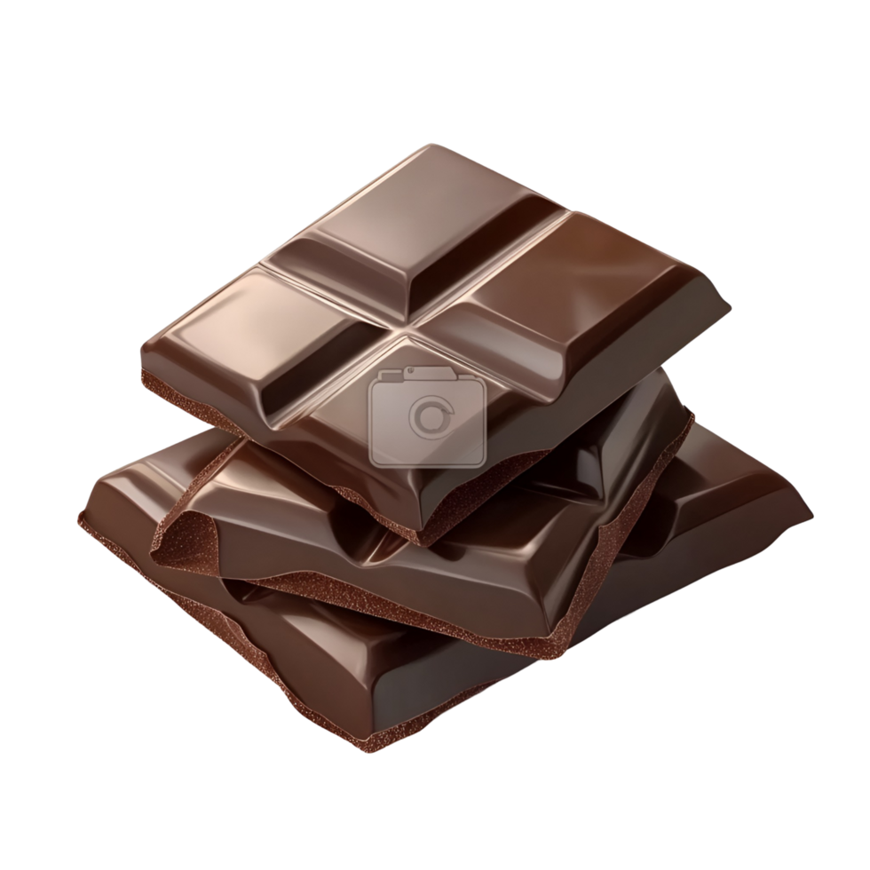 3D Cocoa Chocolate Block with Crumbs Isolated on Transparent Background png