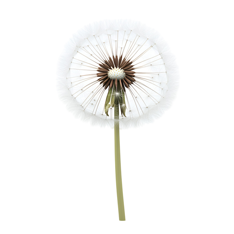 Fluffy Dandelion Flower With Windy Effect On Transparent Background png