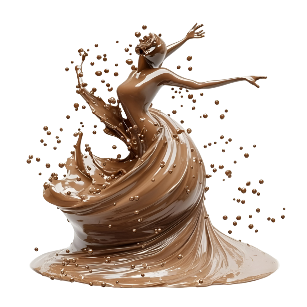 3D Chocolate Drizzle With Melting Effect on Transparent Background png