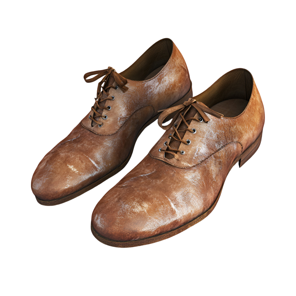 3D Old Worn Shoe Isolated On Transparent Background png
