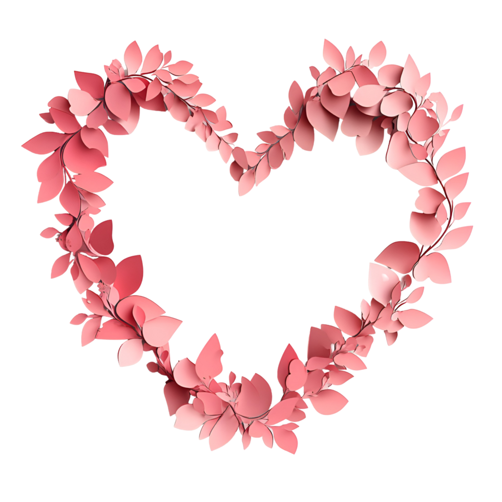 3D Romantic Heart With Red And Blue Flower Design On Transparent Background png