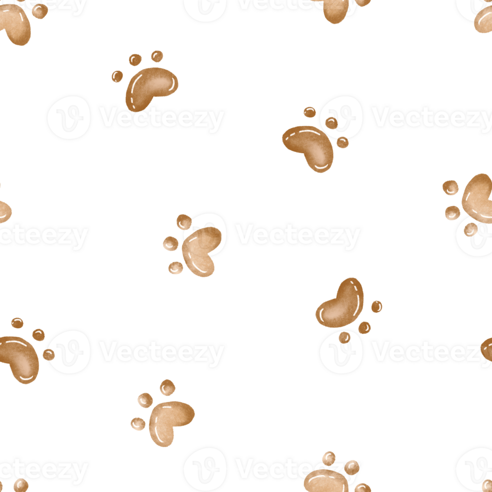 Paw tracker print seamless background. Cat and dog footprint pattern png