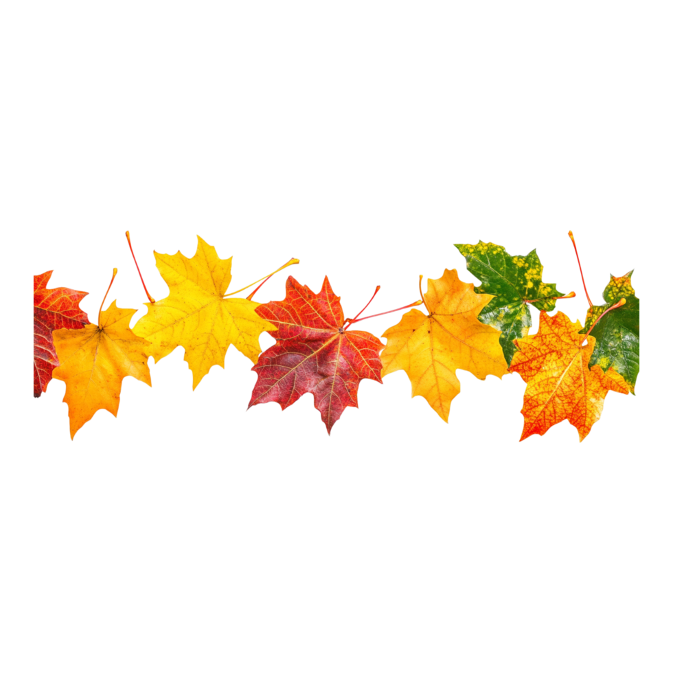 Autumn fall maple leaves border background colorful foliage seasonal thanksgiving decoration vibrant nature design png