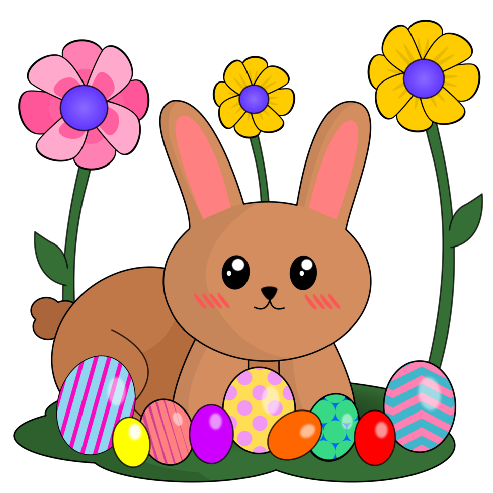 easter bunny with coloring eggs png