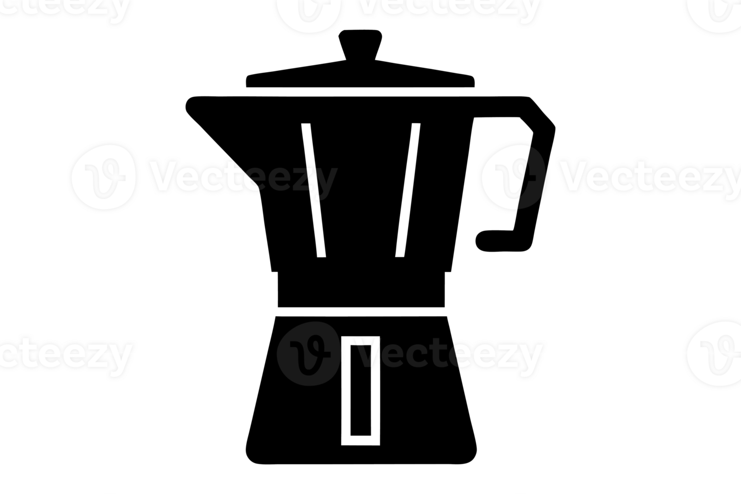A black silhouette of a stovetop coffee maker cutouts png