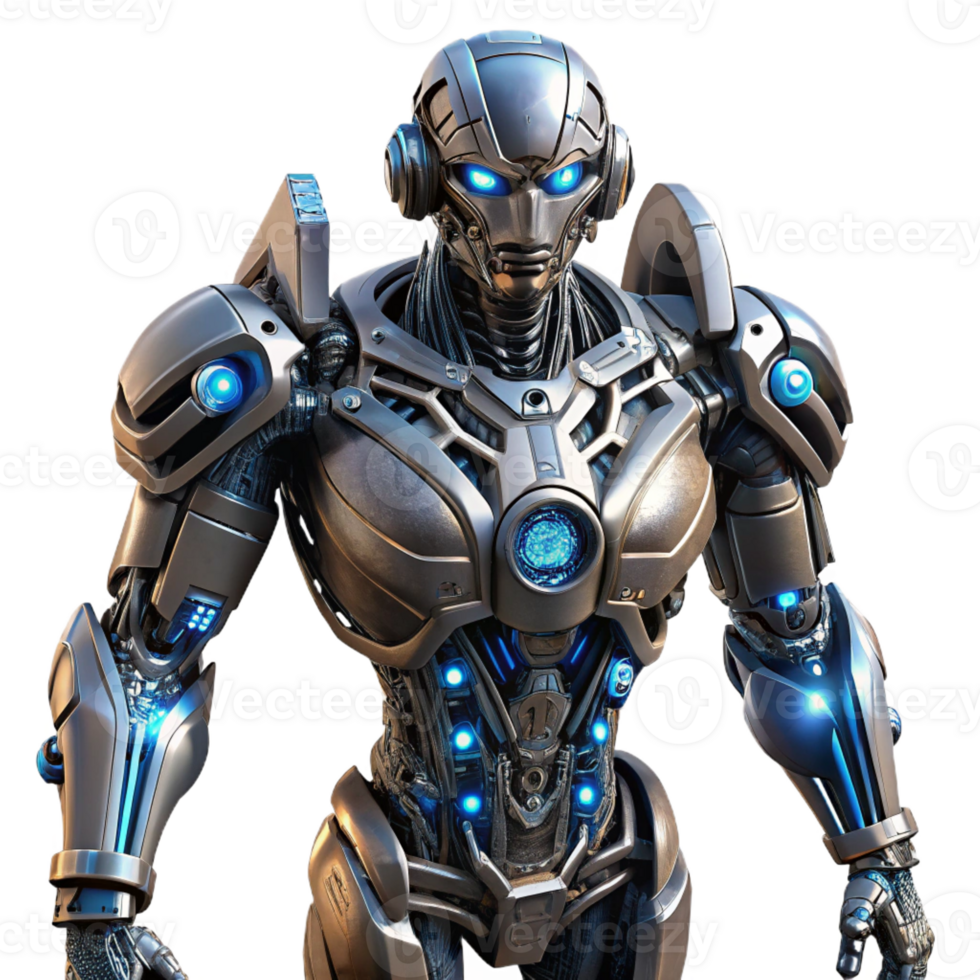 dramatic traditional A highly detailed, biomechanical robot with organic and metallic components intertwined, in a dark, biopunk style, lit by a single light source from above original png