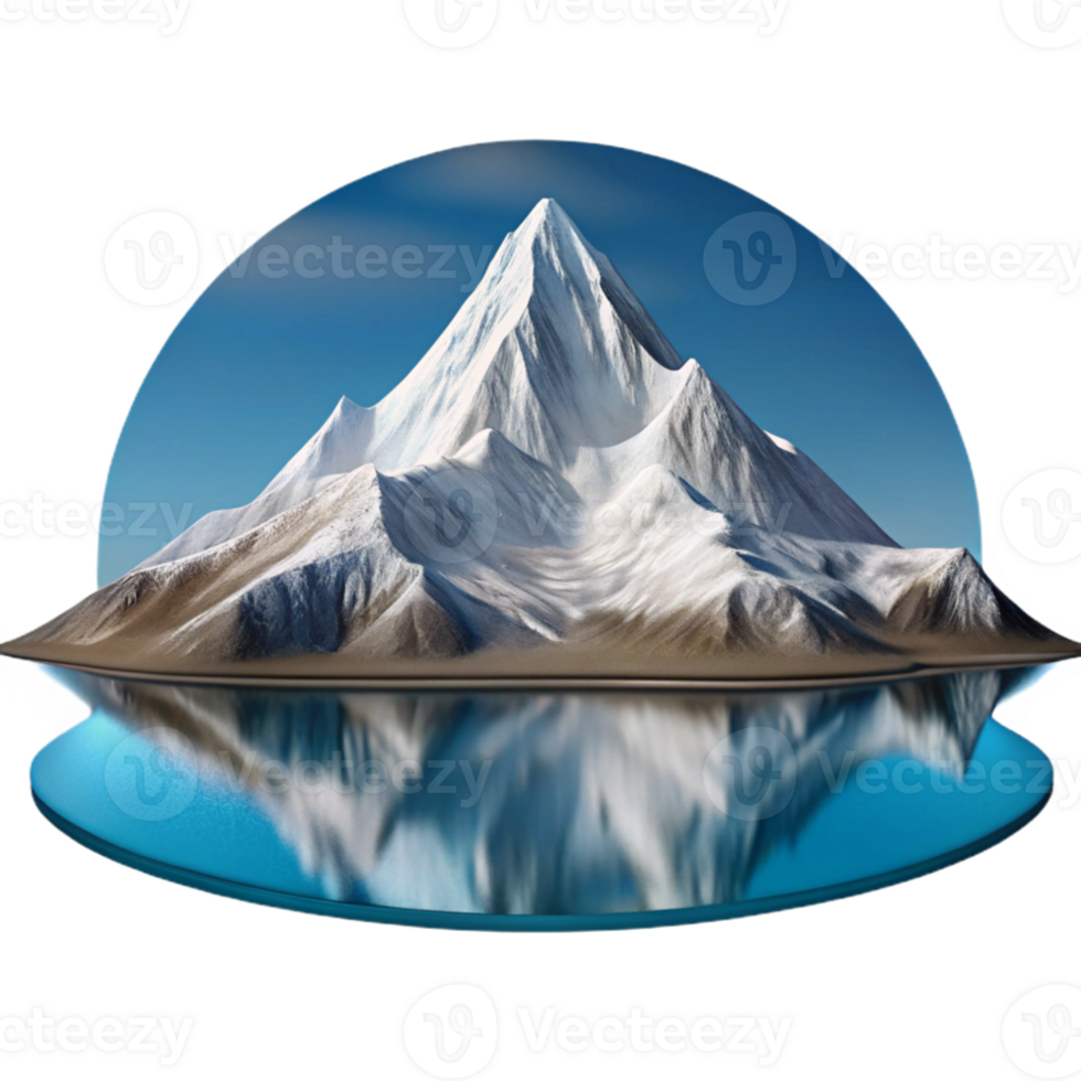 wonderful traditional A majestic snow-capped mountain reflected in a crystal-clear lake, alpine landscape, serene atmosphere, realistic style premium png