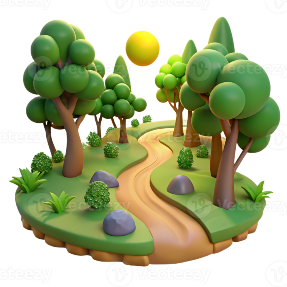 elegant vintage A winding dirt path through a sun-drenched forest, dappled light, inviting atmosphere, realistic style authentic png