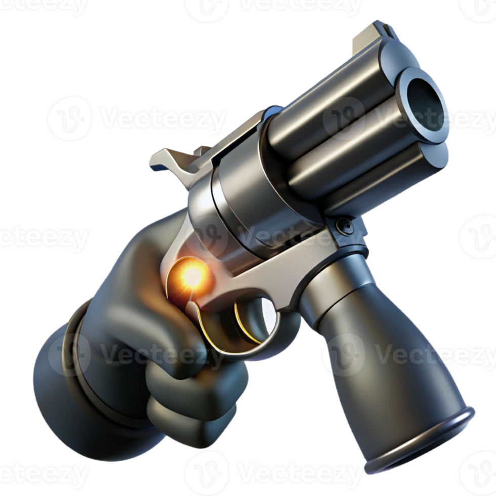 beautiful creative A gloved hand holding a pearl-handled revolver, dramatic spotlighting, intense noir thriller style professional png