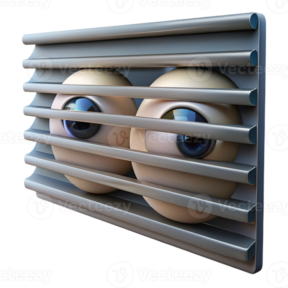 magnificent contemporary A pair of eyes peering through Venetian blinds, harsh lighting, paranoid noir atmosphere high resolution png