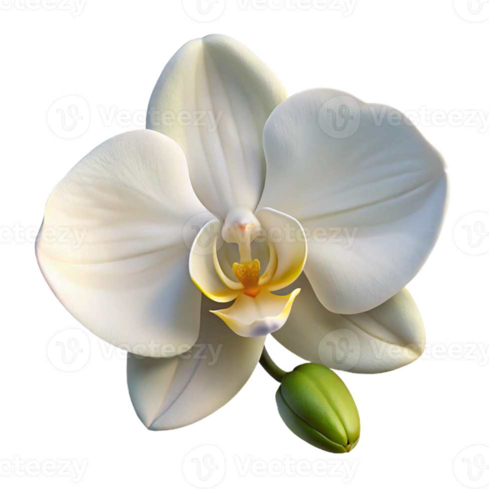 wonderful classic A single perfect white orchid, elegant composition, soft lighting, botanical illustration style professional png