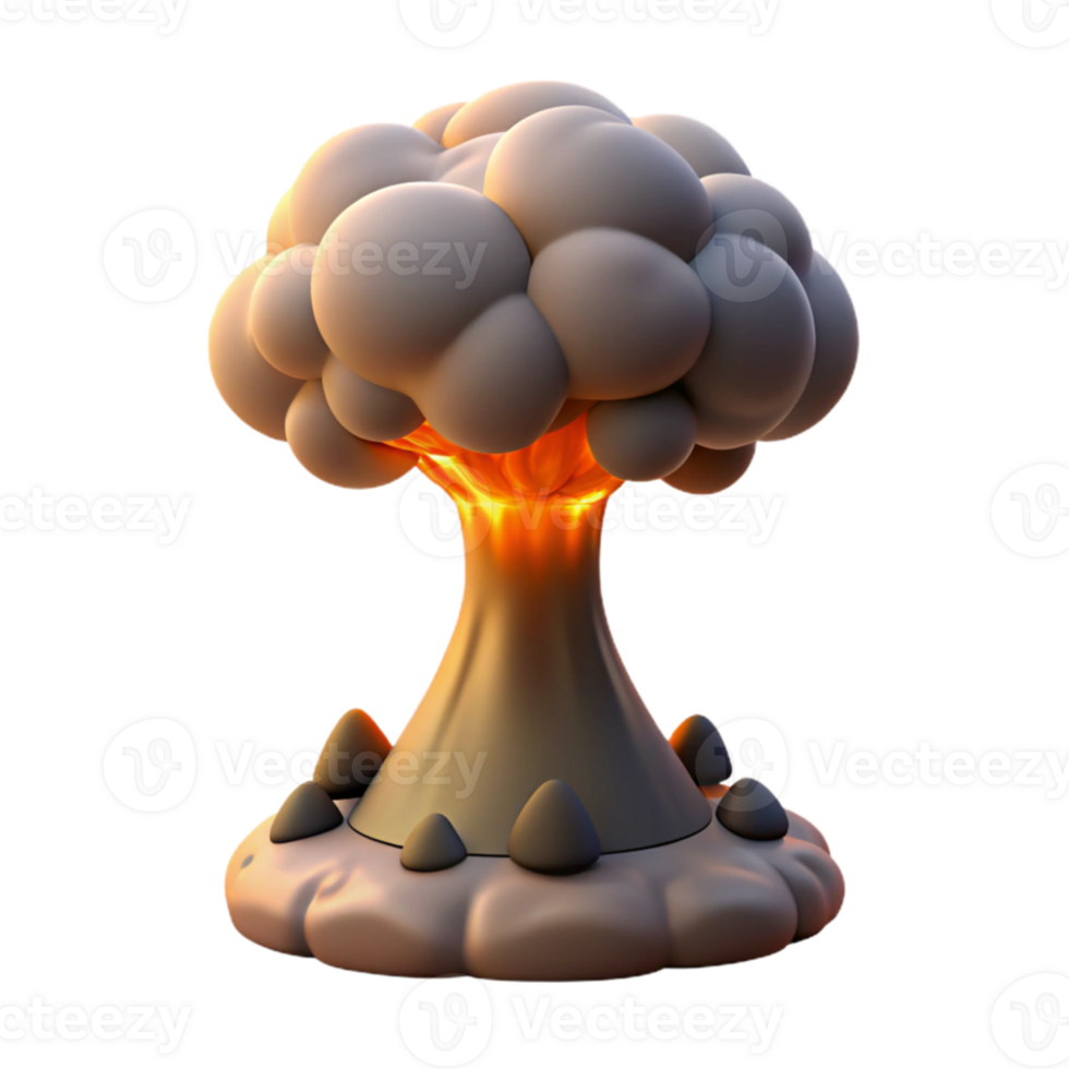 elegant rustic A mushroom cloud rising from a volcanic eruption, powerful atmosphere, dramatic lighting, realistic style 4K png