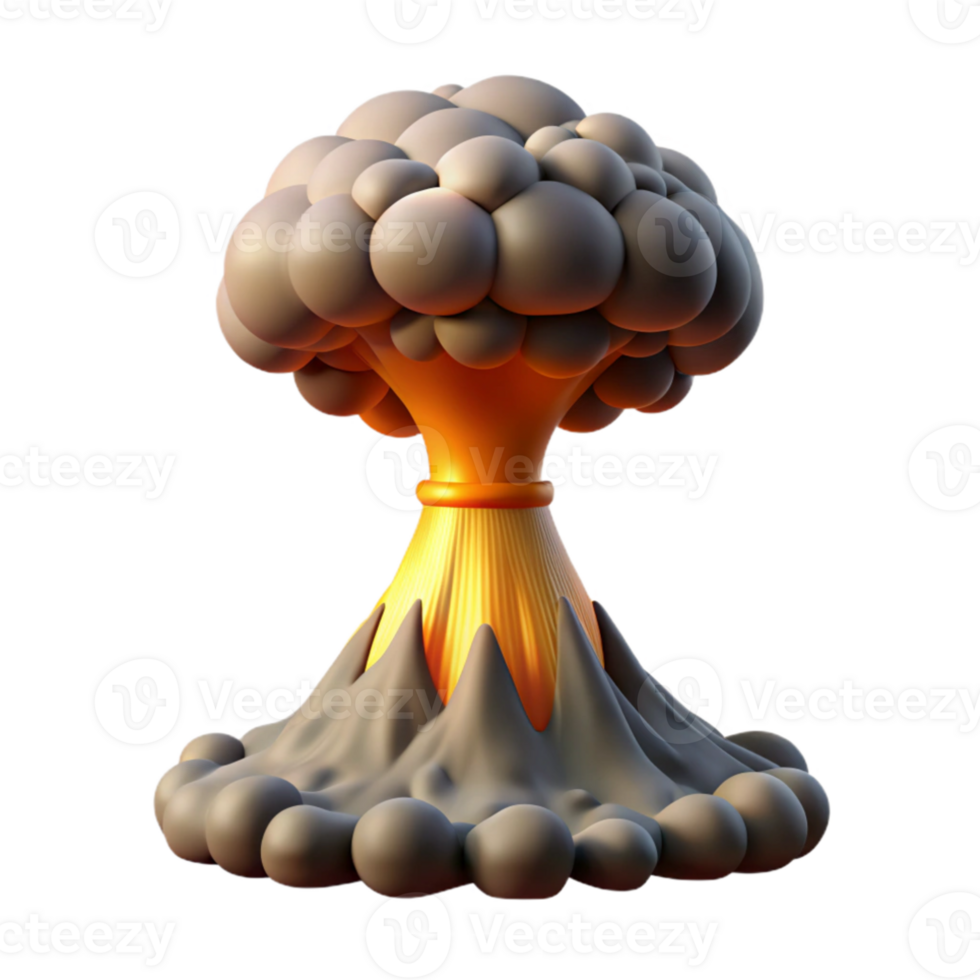 stunning artistic A mushroom cloud rising from a volcanic eruption, powerful atmosphere, dramatic lighting, realistic style premium png