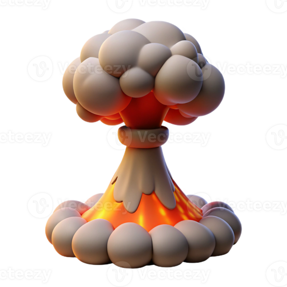 extraordinary creative A mushroom cloud rising from a volcanic eruption, powerful atmosphere, dramatic lighting, realistic style original png