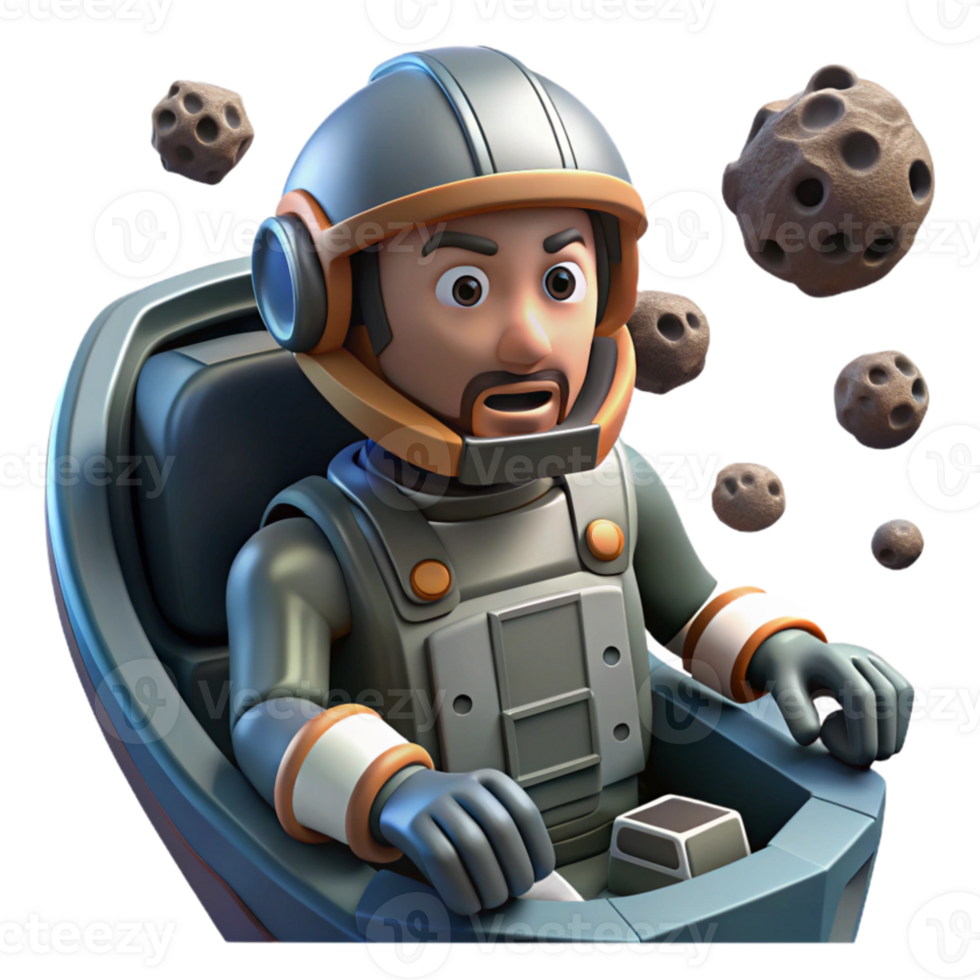 dramatic classic A spaceship pilot, strapped into their cockpit, navigates through a dangerous asteroid field. Intense, dramatic lighting and a sense of speed and danger premium png