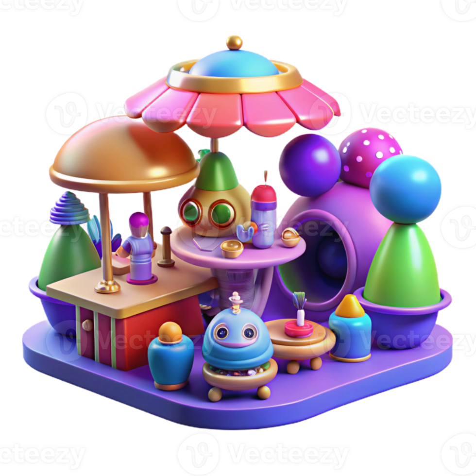 magnificent modern A futuristic marketplace bustling with alien vendors selling exotic goods and technologies. Vibrant colors and a lively, chaotic atmosphere. Naturalistic market lighting authentic png