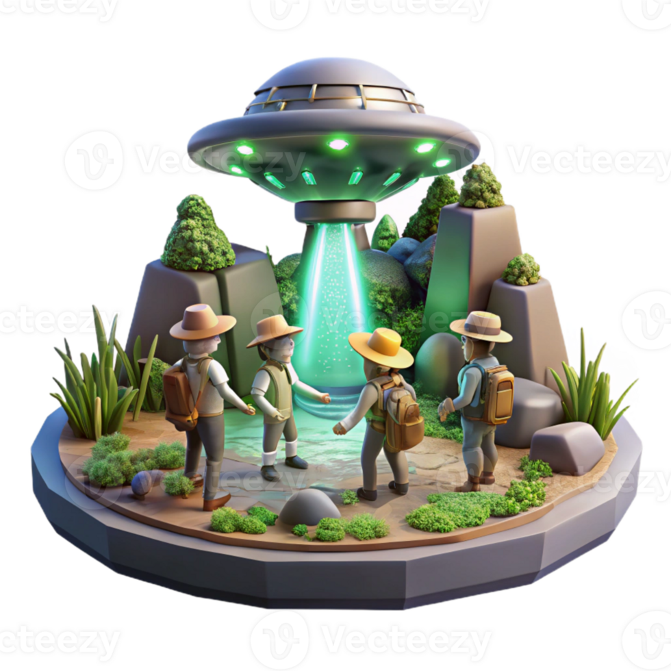 elegant minimalist A group of explorers discovers a hidden temple on a lush, alien planet. Adventurous and mysterious lighting. Detailed environment 4K png