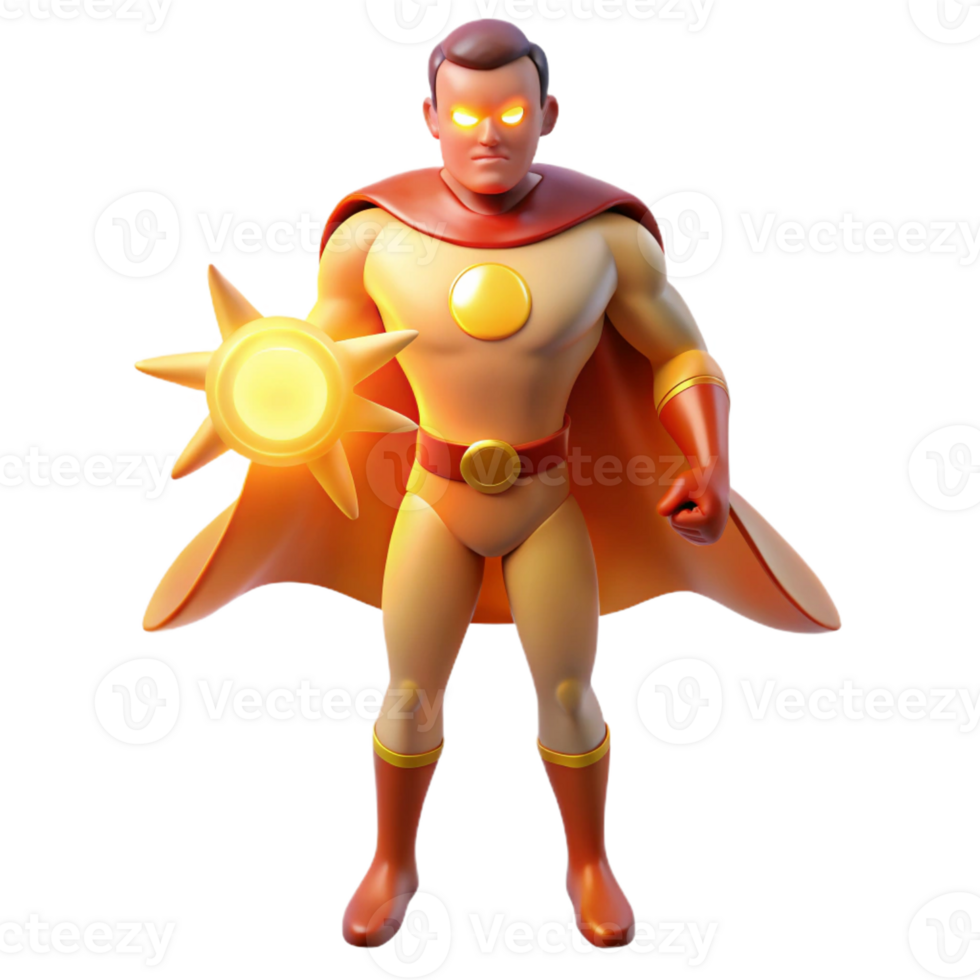 beautiful contemporary A superhero made of pure energy, radiating light and heat, lit from within in a radiant, glowing style premium png