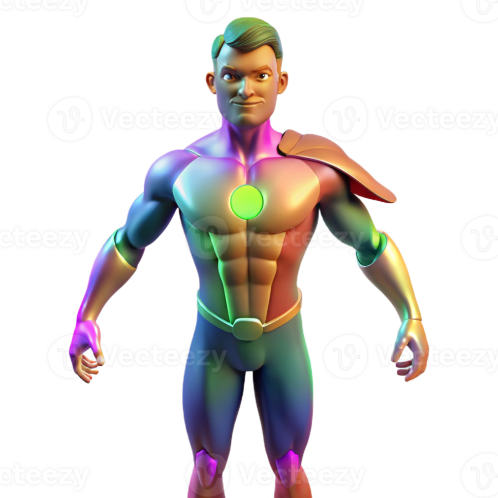 elegant abstract A shapeshifting superhero mid-transformation, with parts of their body changing form, lit with morphing, multicolored light in a transformative, surreal style high resolution png