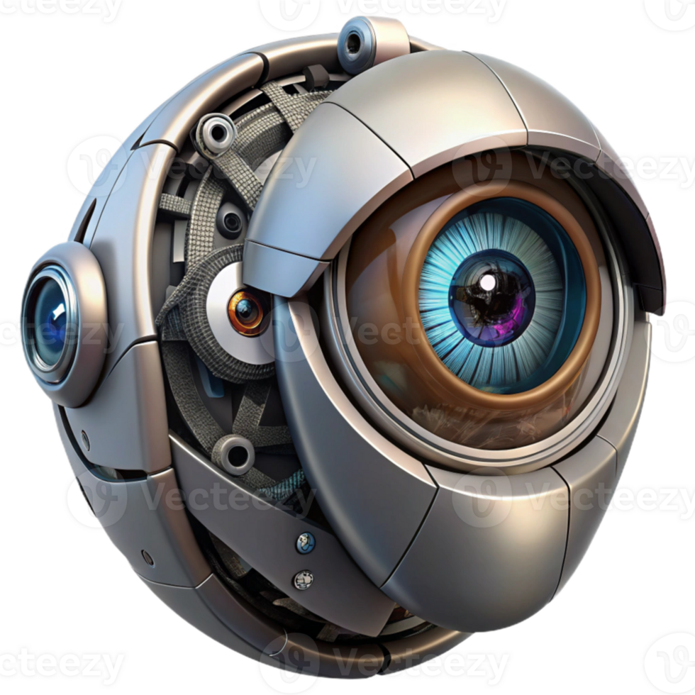 stunning classic A close-up of a cyborg's eye, revealing intricate mechanical details. Dramatic, focused lighting. Cyberpunk aesthetic high resolution png