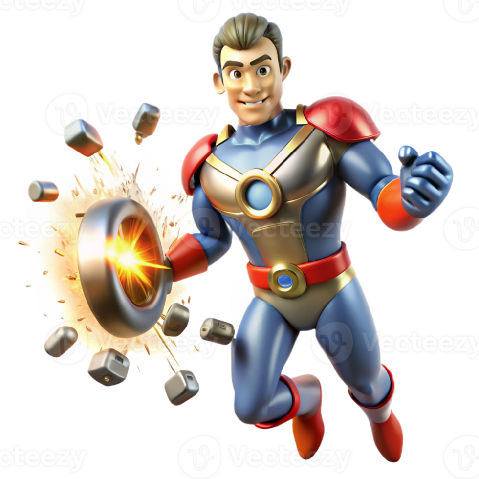 dramatic rustic A superhero with magnetic powers, attracting metallic debris, lit with sparks and metallic reflections in an industrial, gritty style high resolution png