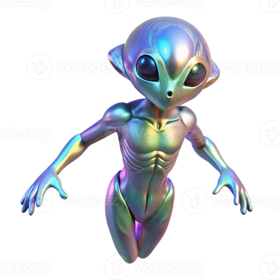 serene contemporary An alien creature with shimmering, iridescent skin floats in a zero-gravity environment. Ethereal and otherworldly lighting. Detailed creature design authentic png