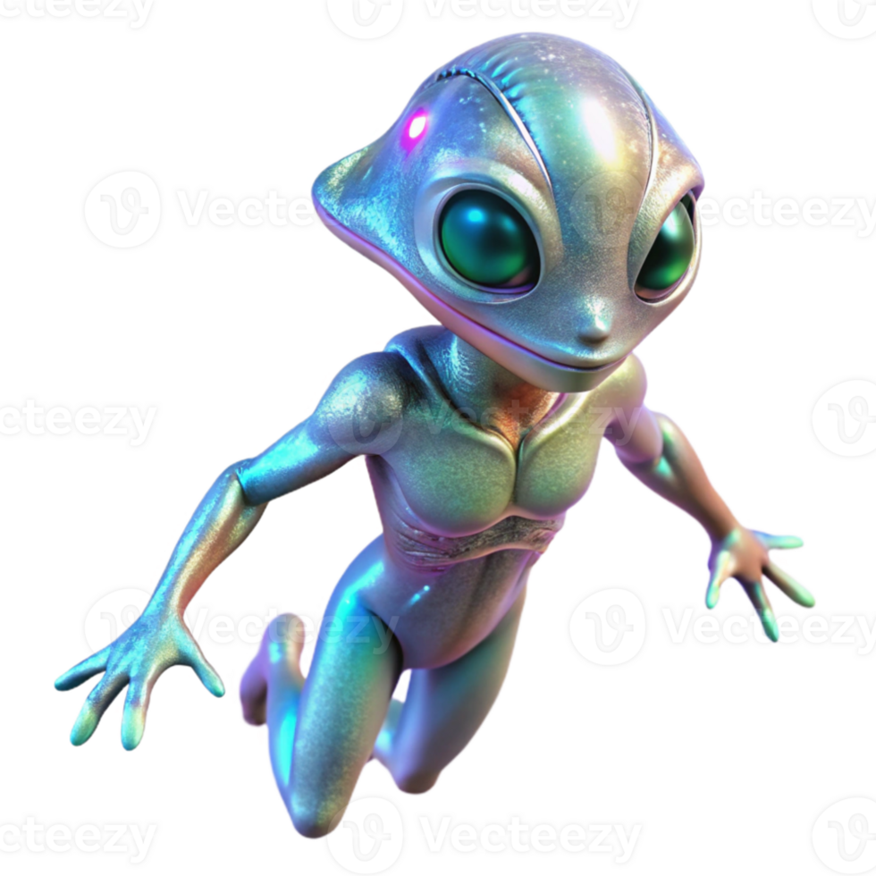 magnificent modern An alien creature with shimmering, iridescent skin floats in a zero-gravity environment. Ethereal and otherworldly lighting. Detailed creature design detailed png