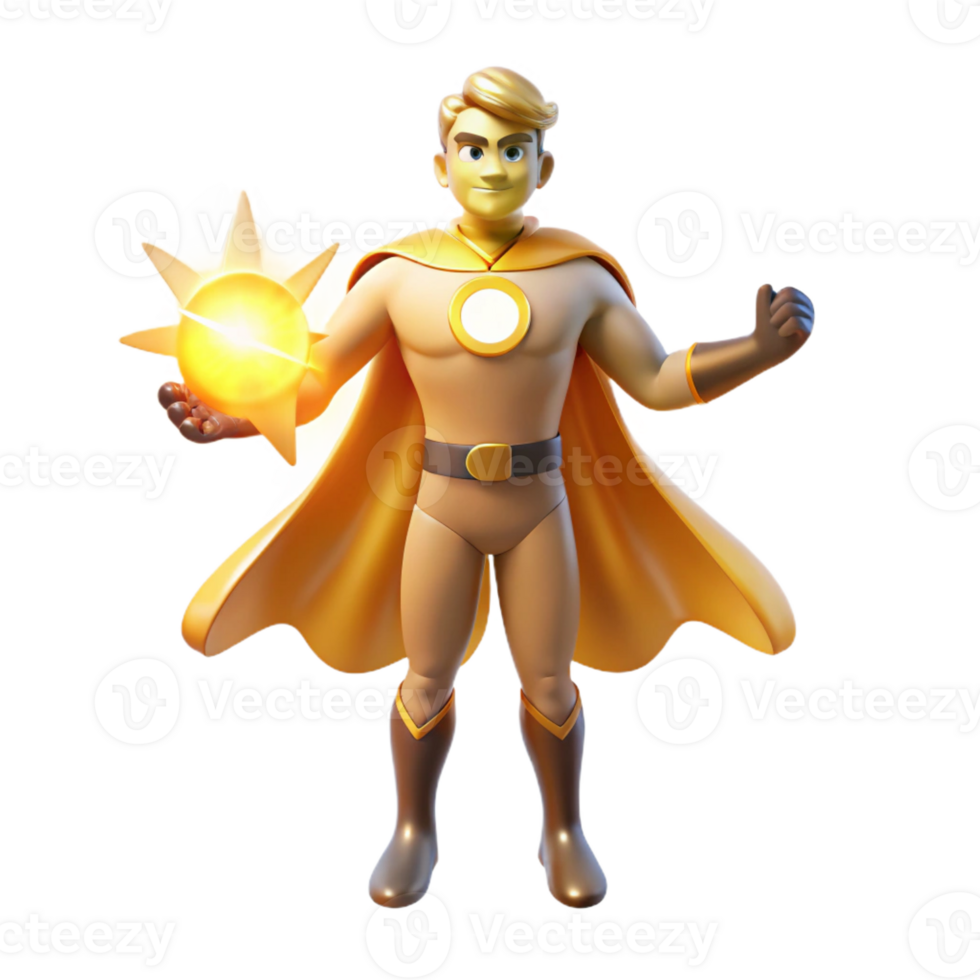 vibrant traditional A superhero with healing powers, emanating a warm, golden aura, lit with a soft, healing light in a comforting, serene style original png