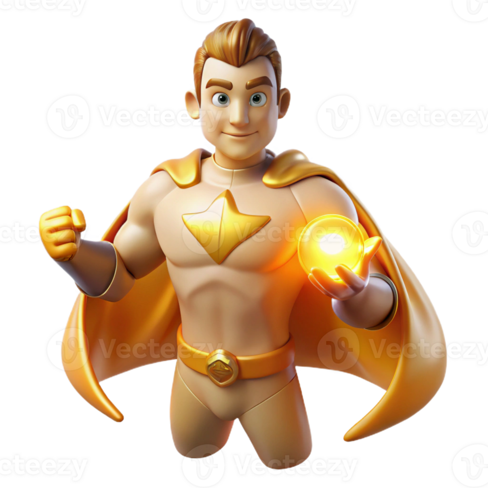 magnificent creative A superhero with healing powers, emanating a warm, golden aura, lit with a soft, healing light in a comforting, serene style detailed png