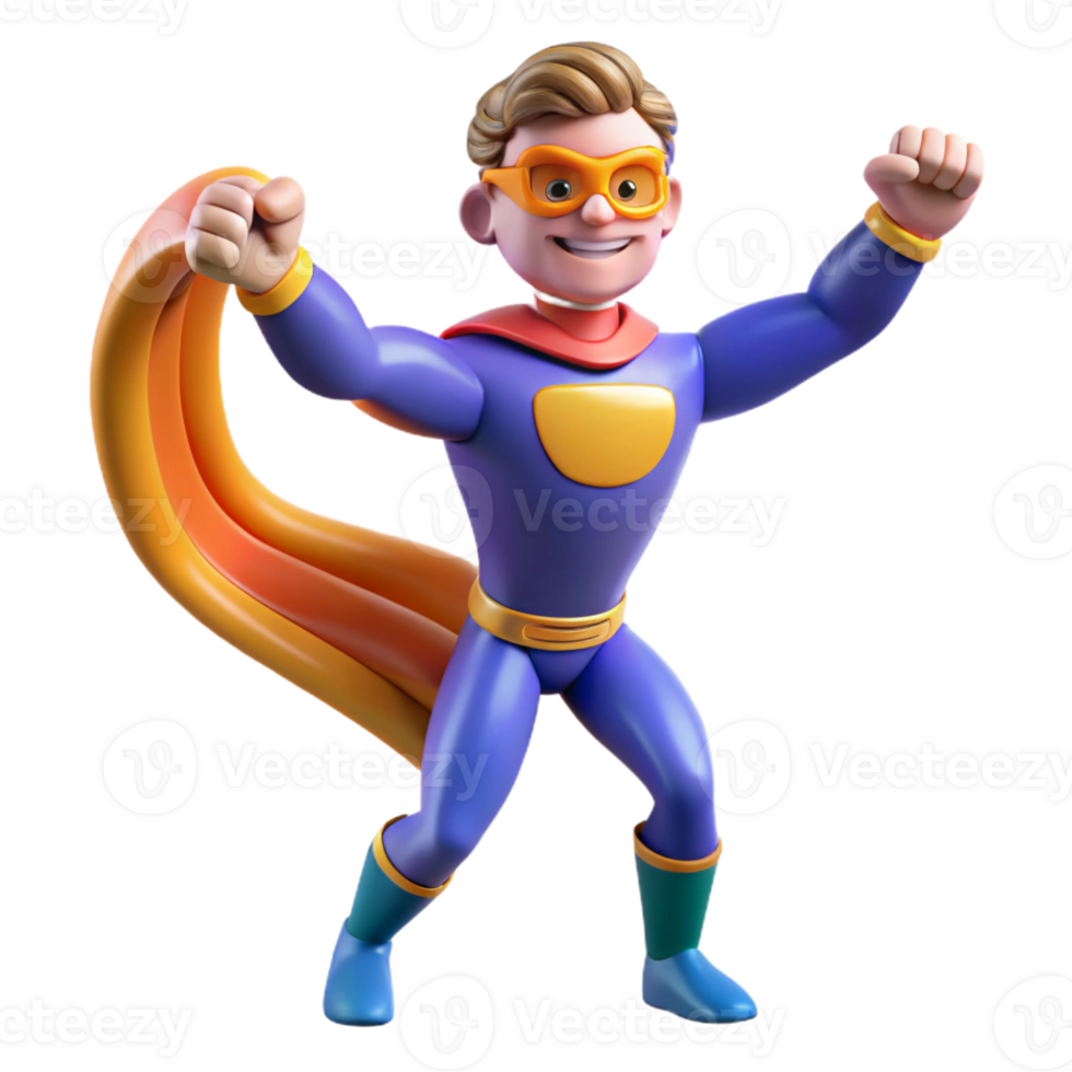 wonderful minimalist A superhero with elasticity powers, stretching their limbs to incredible lengths, lit with vibrant, cartoonish colors in a stretchy, rubbery style professional png