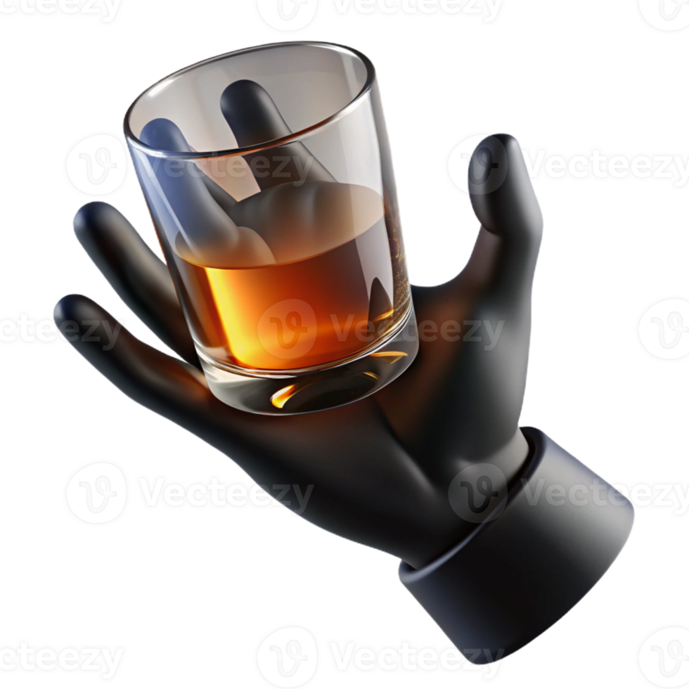 dramatic rustic A shadowy hand reaching for a glass of whiskey, lit from below, ominous noir style original png
