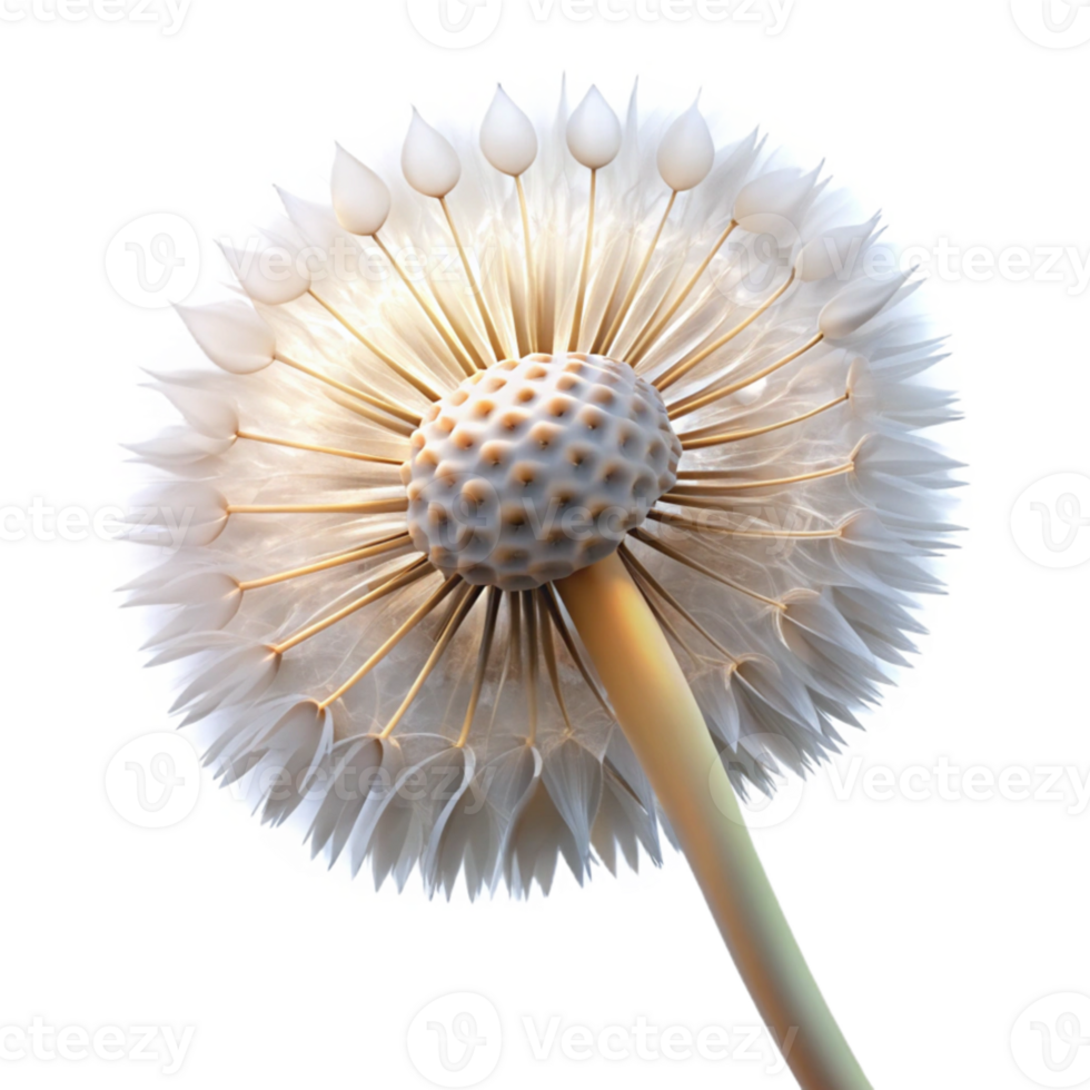 wonderful classic A single dandelion seedhead, delicately lit from behind, with visible seeds, ethereal style detailed png