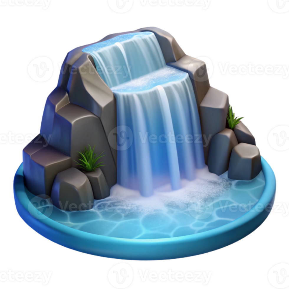 serene traditional A cascading waterfall plunging into a crystal-clear pool, long exposure photography, with soft, diffused light professional png
