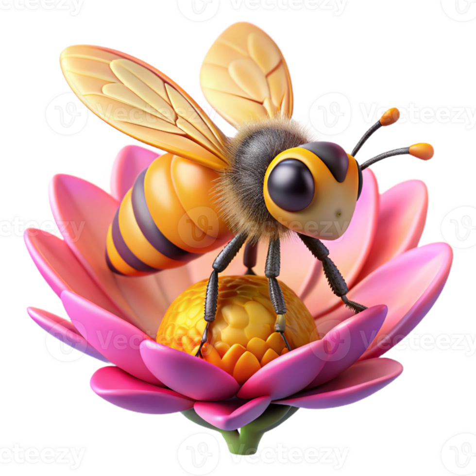 wonderful artistic A close-up of a bee collecting pollen from a flower, macro photography, with vibrant colors and sharp focus detailed png