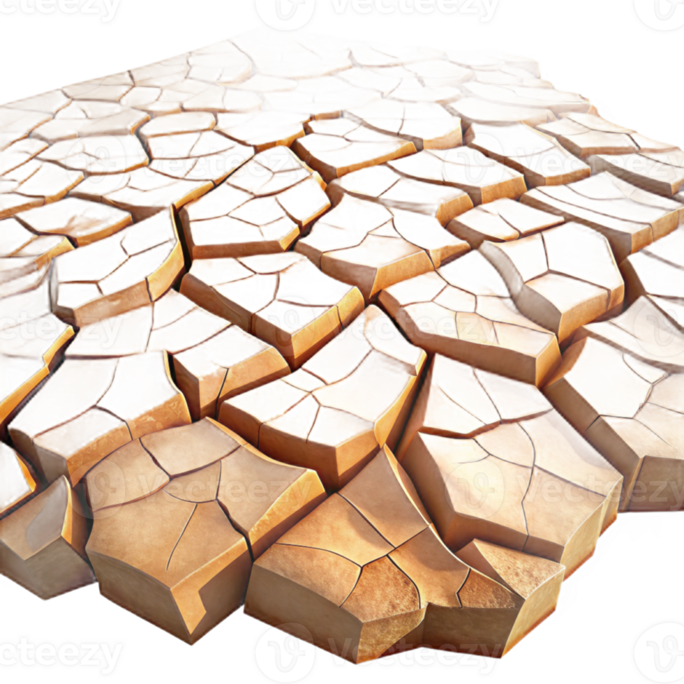 impressive abstract A cracked desert floor, with intricate patterns and textures, lit by the harsh midday sun original png
