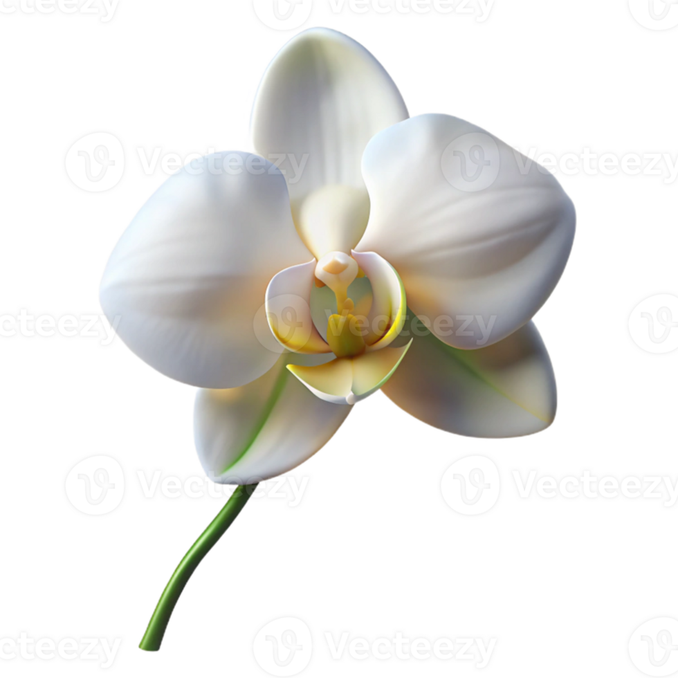 dramatic minimalist A single, perfect white orchid, backlit by a soft light, with delicate details and a pure white background original png