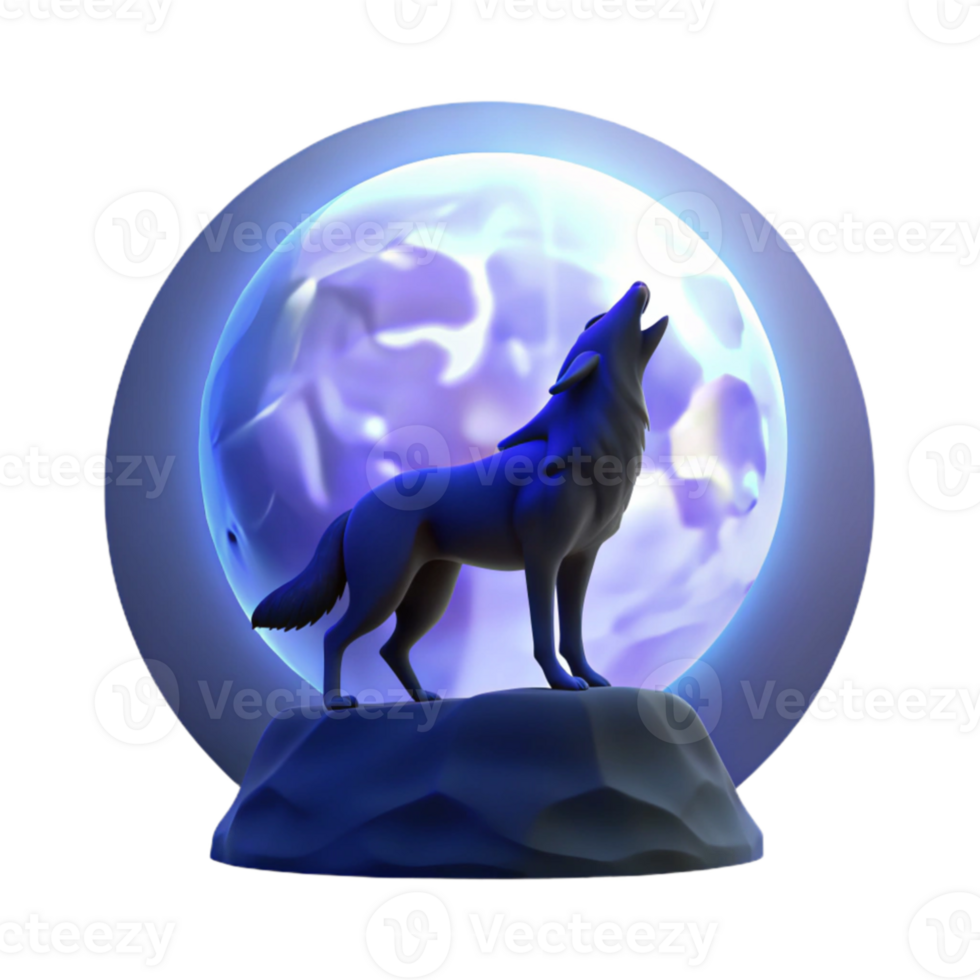 impressive rustic A lone wolf howling at the moon, silhouetted against a dark blue sky, with a mystical atmosphere high quality png