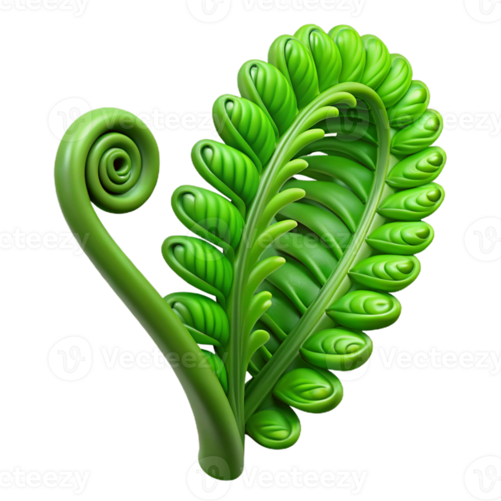 extraordinary abstract A lush green fern unfurling, with delicate details and a vibrant green color, macro photography detailed png