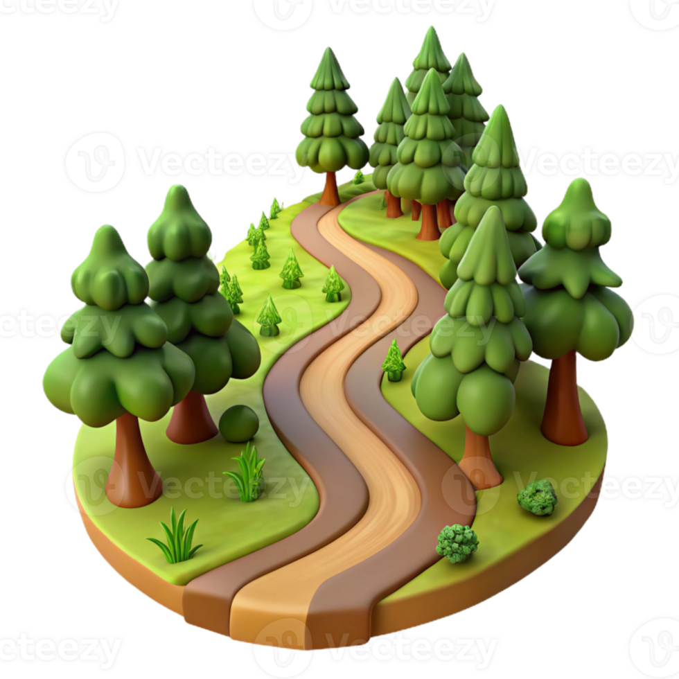 serene creative A winding dirt road leading through a forest, with dappled sunlight and a sense of adventure high quality png