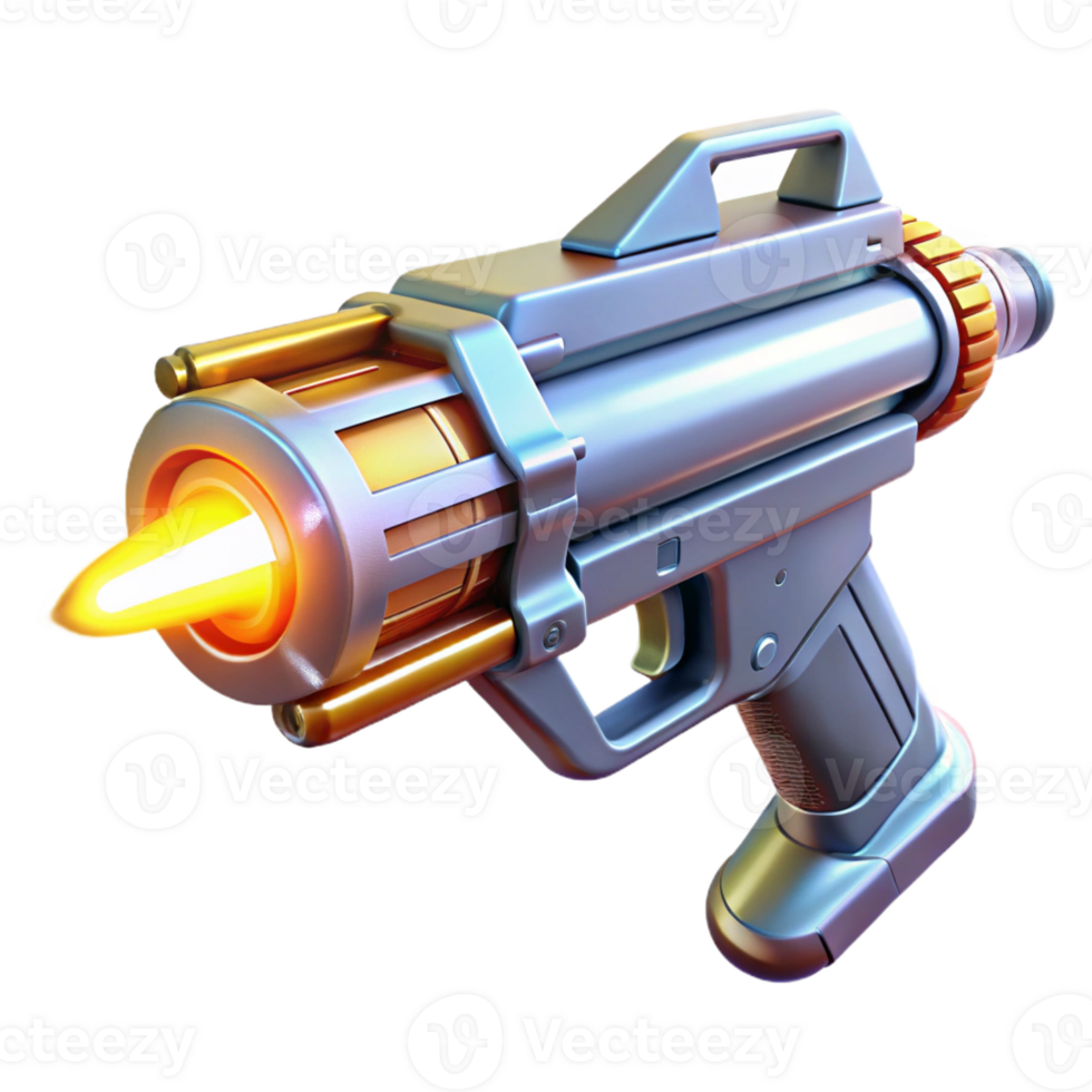 vibrant classic A futuristic weapon firing a beam of energy, intricate details on the weapon's design, bright flash of light at the point of impact, sci-fi weaponry style premium png