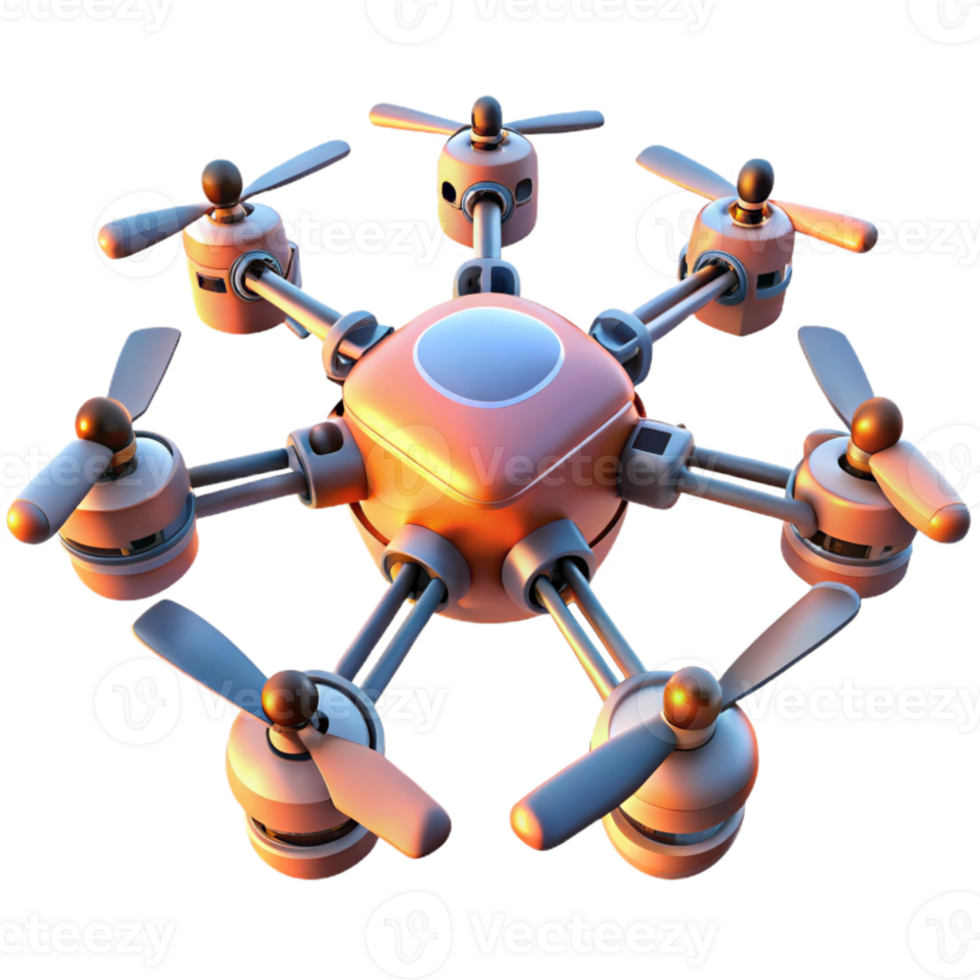 wonderful contemporary A swarm of autonomous drones forming a complex geometric pattern in the sky, sunset lighting, futuristic drone photography style professional png